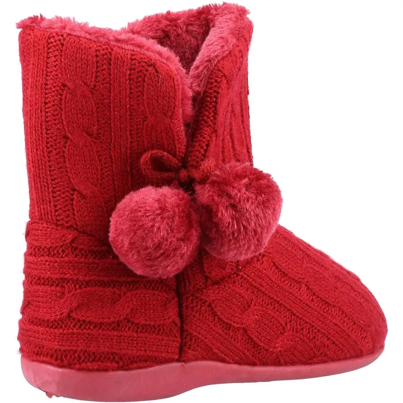 Fleet & Foster Apple Knitted Bootie Slipper Burgundy - Image 3