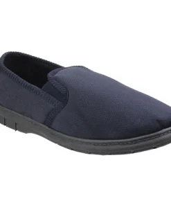 Fleet & Foster John Twin Gusset Memory Foam Slipper Navy