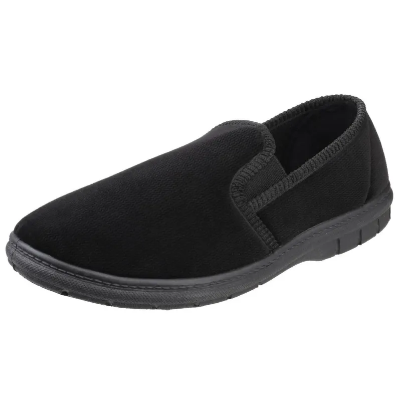Fleet & Foster John Twin Gusset Memory Foam Slipper Black - Image 3