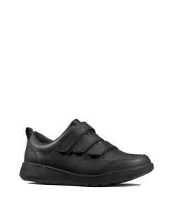 Clarks Boys School Shoe Scape Sky Y Black Leather