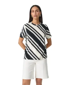 Soaked Womens T-Shirt Aeve White And Black Diagonal