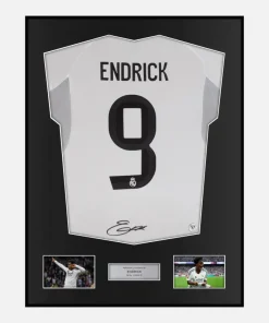 Framed Endrick Signed Real Madrid Shirt 2025-26 Home [Classic]