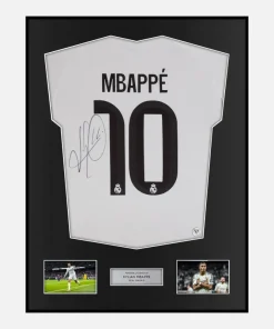 Framed Kylian Mbappe Signed Real Madrid Shirt 2025-26 Home [Classic]