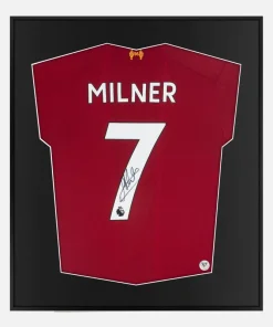 Framed James Milner Signed Shirt, Liverpool Home [Lite]