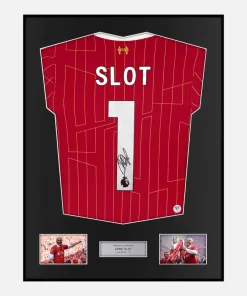 Framed Signed Arne Slot Liverpool Shirt 2024-25 Home [Classic]