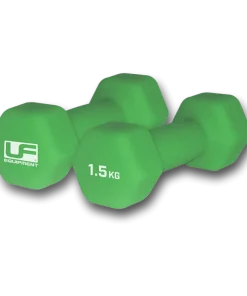 URBAN FITNESS HEX DUMBBELLS NEOPRENE PAIR GREEN 1.5KG