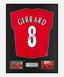 Framed Gerrard Signed Liverpool Shirt Istanbul CL Final [Classic]