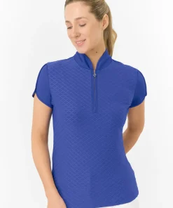 PURE GOLF VALLEY CAP SLEEVE POLO SHIRT YALE NAVY