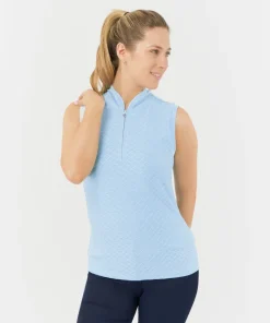 PURE GOLF VALLEY CAP SLEEVE POLO SHIRT PALE BLUE