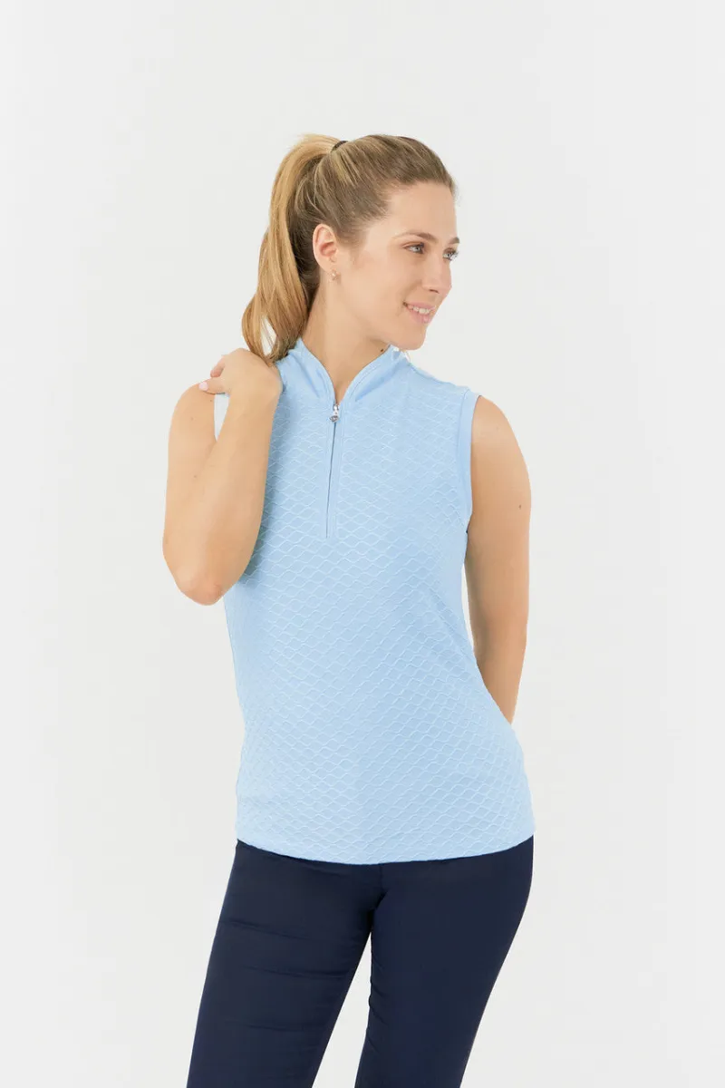 PURE GOLF VALLEY CAP SLEEVE POLO SHIRT PALE BLUE