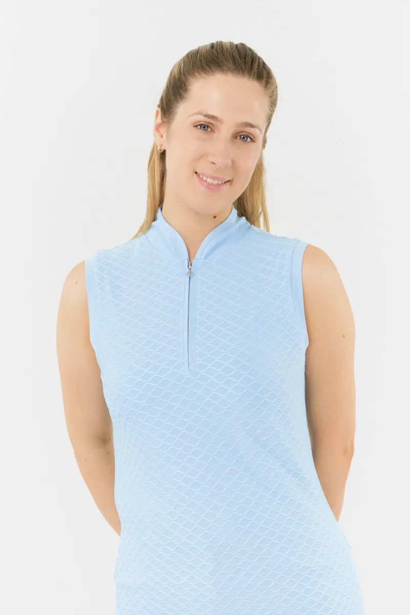 PURE GOLF VALLEY CAP SLEEVE POLO SHIRT PALE BLUE - Image 2