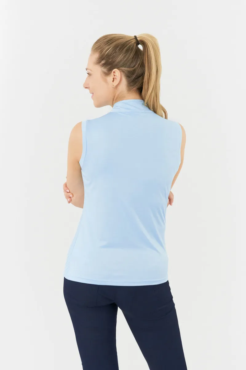 PURE GOLF VALLEY CAP SLEEVE POLO SHIRT PALE BLUE - Image 3