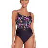 ZOGGS LADIES DREAM ADJUSTABLE CLASSICBACK SWIMSUIT BLACK AND FLORAL