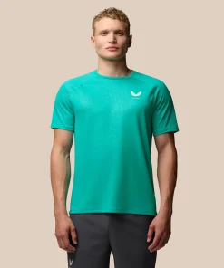 CASTORE MENS ADAPT AOP TRAINING T-SHIRT AQUA/ WHITE
