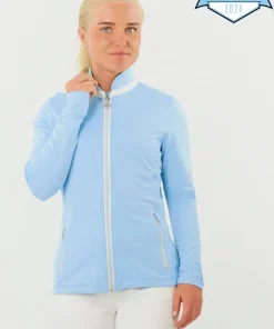 PURE GOLF MIST FULL ZIPPED MIDLAYER JACKET PALE BLUE