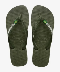HAVAIANAS MENS FLIP FLOPS BRASIL LOGO GREEN OLIVE