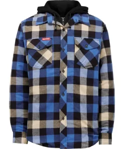 Hard Yakka Quilted Flannel Shacket Blue