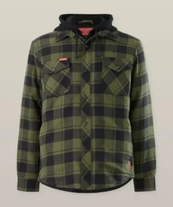 Hard Yakka Quilted Flannel Shacket Fern