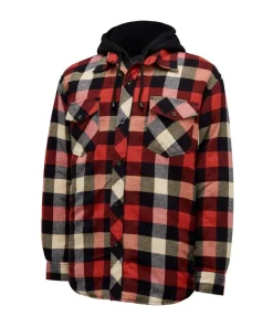 Hard Yakka Quilted Flannel Shacket Red