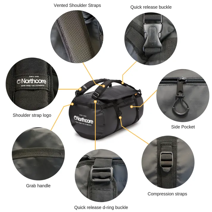 NORTHCORE 2025 DUFFLE BAG 40L BLACK/GREY - Image 3