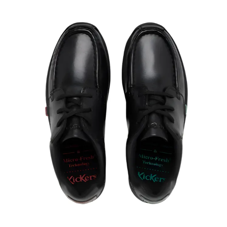 Kickers Youth Shoes Reasan Lace Leather Black - Image 3