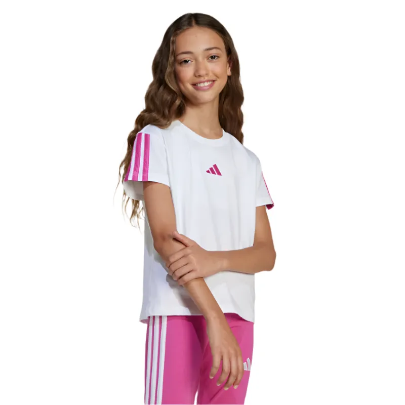 Adidas Girls T-Shirt JN6494 White/Semi Lucid Fuchsia - Image 2