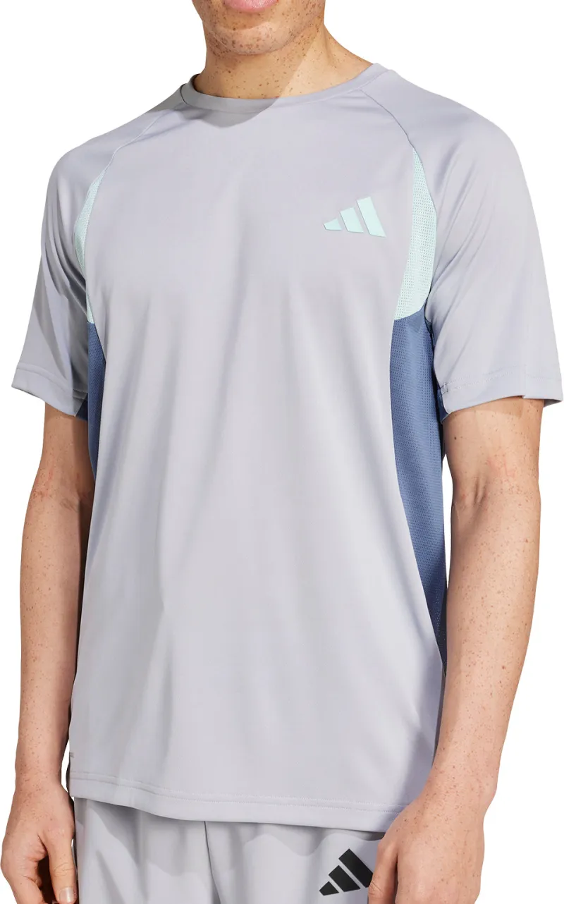 adidas Tech Apparel Colourblock Short Sleeve Mens Training Top - Grey