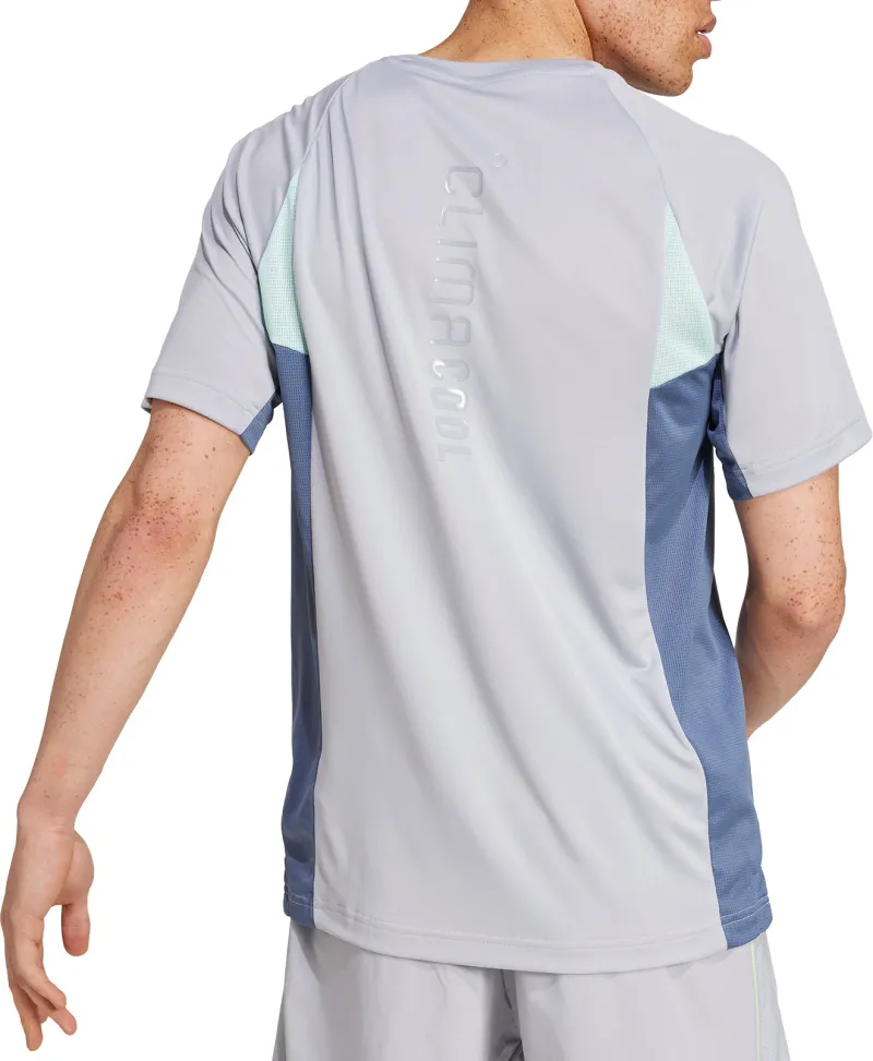 adidas Tech Apparel Colourblock Short Sleeve Mens Training Top - Grey - Image 2