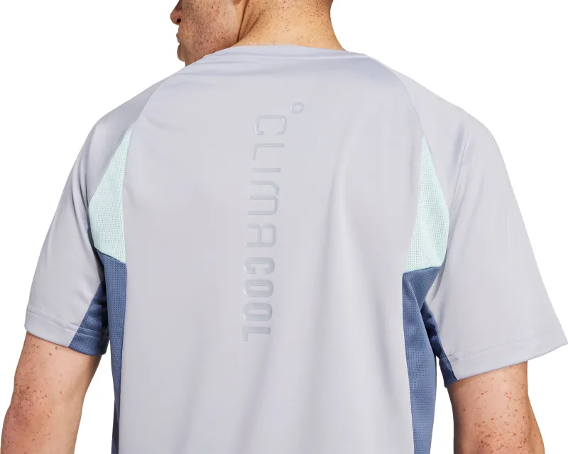 adidas Tech Apparel Colourblock Short Sleeve Mens Training Top - Grey - Image 3