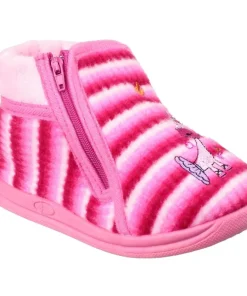 Mirak Safari Zip Up Bootie Slipper Pink