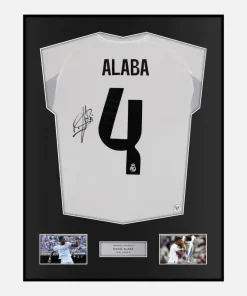 Framed David Alaba Signed Real Madrid Shirt 2025-26 Home [Classic]
