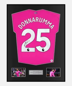 Framed Gianluigi Donnarumma Signed Manchester City Shirt 2025-26 Goalkeeper [Classic]