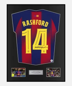 Framed Marcus Rashford Signed Barcelona Shirt 2025-26 Home [Classic]