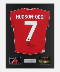 Framed Hudson-Odoi Signed Nottingham Forest Shirt Home 2025-26 [Classic]