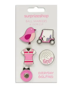 SURPRIZESHOP 4 BALL MARKER SET AND VISOR CLIP EVERYDAY GOLFING