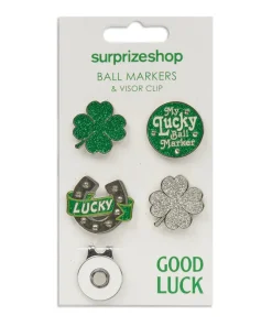 SURPRIZESHOP 4 BALL MARKER AND VISOR SET GOOD LUCK