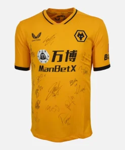 Squad Signed Wolves Shirt 2021-22 Home [17 Autographs]