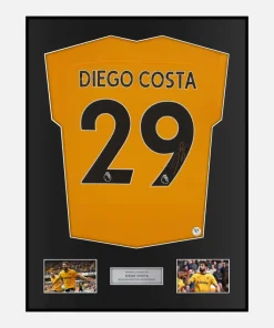 Framed Diego Costa Signed Wolves Shirt 2022-23 Home [Classic]