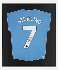 Framed Raheem Sterling Signed Shirt, Manchester City Home [Lite]