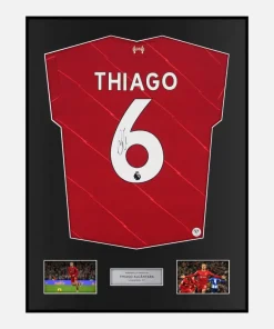 Framed Thiago Alcantara Signed Liverpool Shirt Pro Home [Classic]