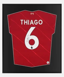 Framed Thiago Signed Shirt, Liverpool Home 6 kit [Lite]