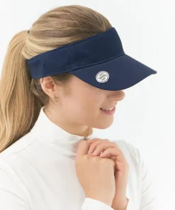 LADIES SURPRIZESHOP ADJUSTABLE VELCRO VISOR WITH BALL MARKER NAVY