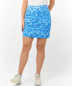 PURE GOLF CLARITY PRINTED SKORT WITH ZIP SANTORINI SKIES