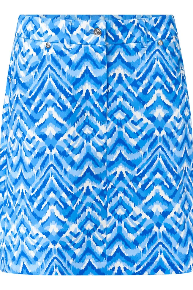 PURE GOLF CLARITY PRINTED SKORT WITH ZIP SANTORINI SKIES - Image 2