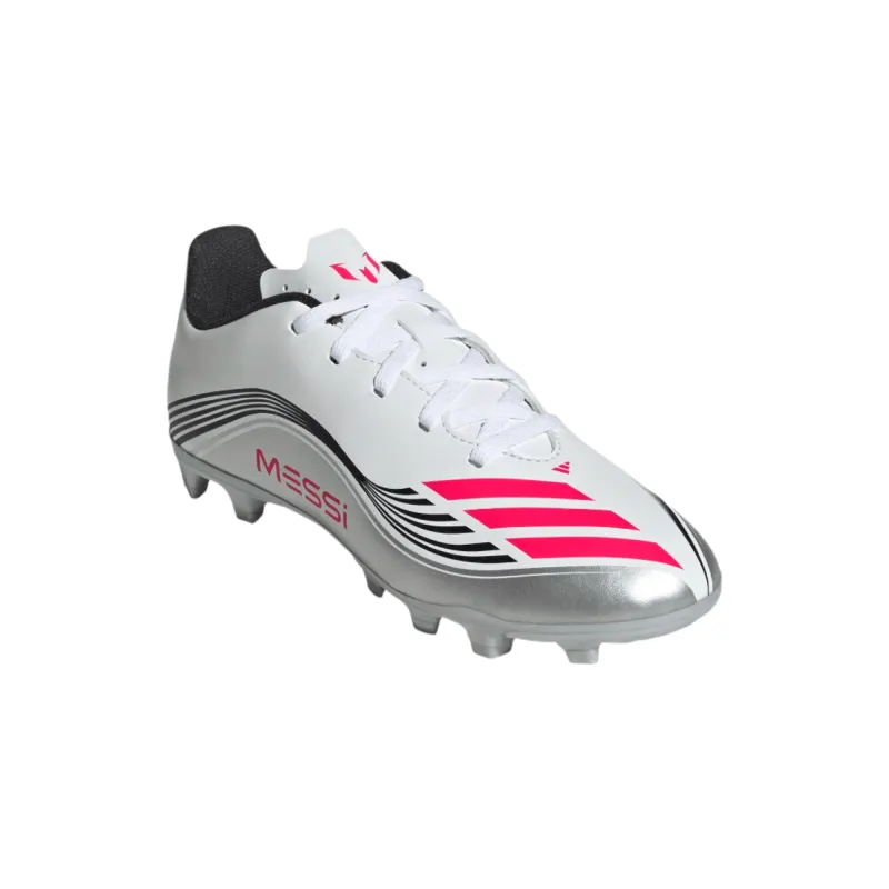 Adidas Junior Football Boot F50 Messi Club FG/MG Cloud White/Lucid Red/Silver Metallic