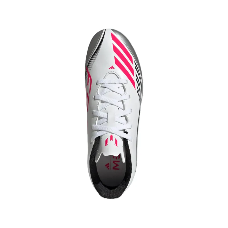 Adidas Junior Football Boot F50 Messi Club FG/MG Cloud White/Lucid Red/Silver Metallic - Image 2