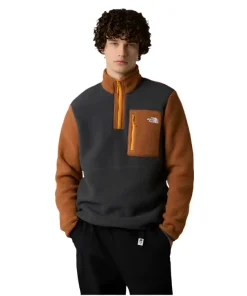 The North Face Mens Jacket Fleece Yumiori ¼ Zip Asphalt Grey/Burnt Umber/Summit Gold