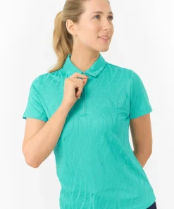 PURE GOLF FREYA JAQUARD POLO SHIRT OCEAN BLUE
