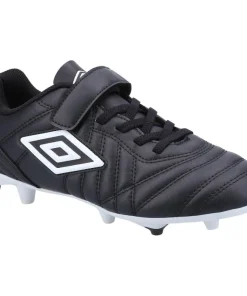 Umbro Speciali Liga Firm Ground Jnr Velcro Football Boot Black/White