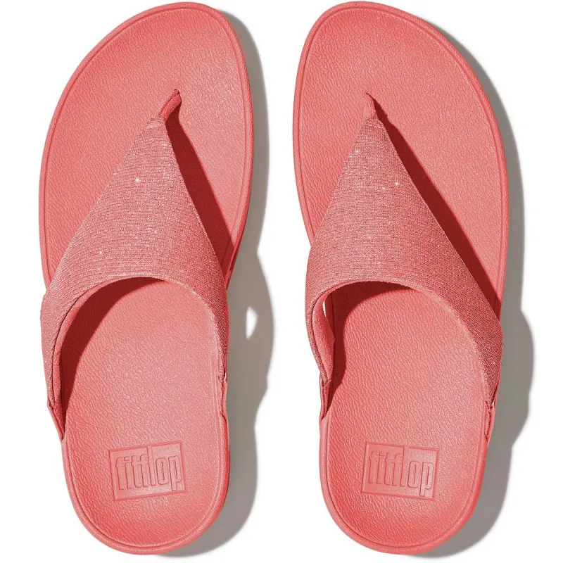 Fitflop Lulu Shimmerlux Toe Post Sandals Rosy Coral - Image 3